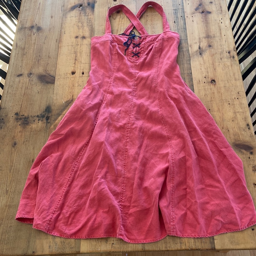 Coral Ralph Lauren linen dress. Sz 6, good used condition